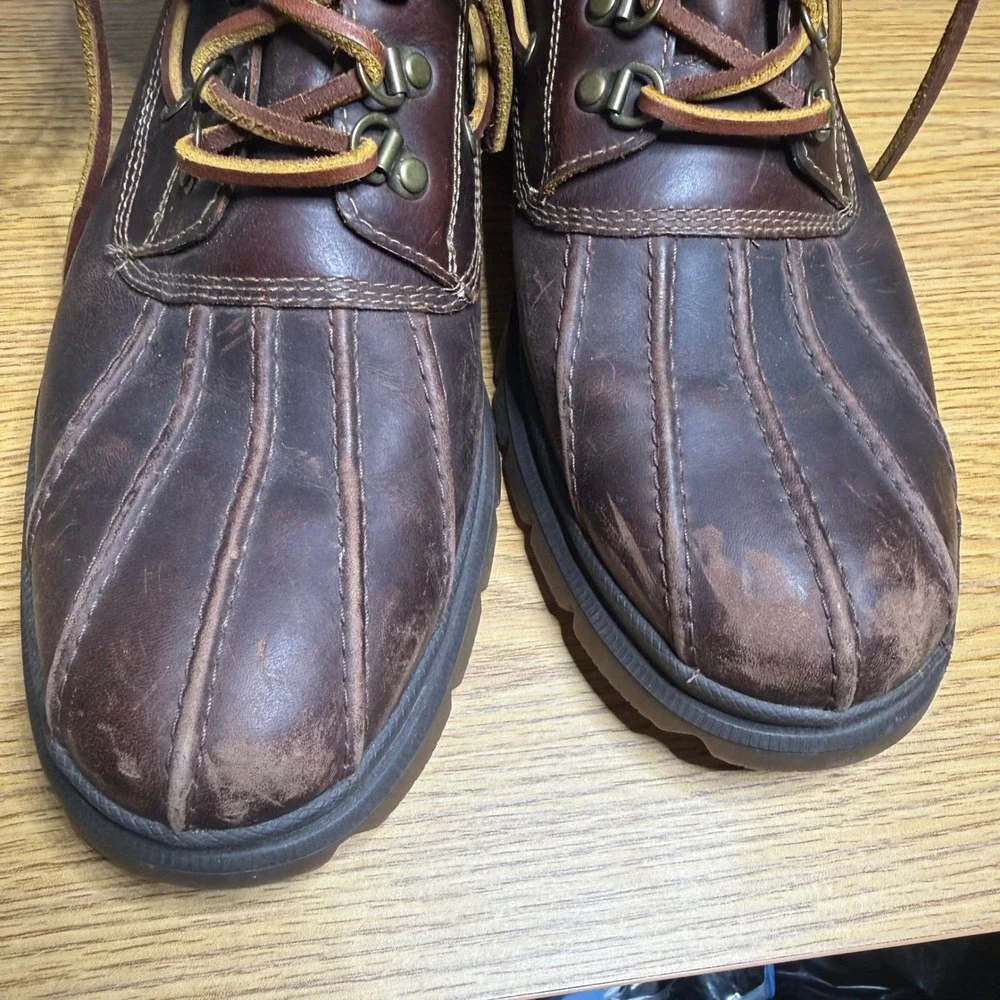 Sperry Mens Watertown Duck Work Boots Dark Brown Waterproof Leather Size 9.5